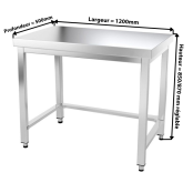 Table inox 1200 x 500 mm avec renfort / GOLDINOX