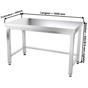 Table inox 1600 x 500 mm avec renfort / GOLDINOX