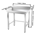 Table inox 500 x 500 mm adossée avec renfort / GOLDINOX