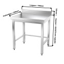Table inox 700 x 500 mm adossée avec renfort / GOLDINOX
