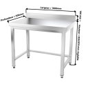 Table inox 1000 x 500 mm adossée avec renfort / GOLDINOX
