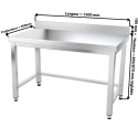 Table inox 1500 x 500 mm adossée avec renfort / GOLDINOX