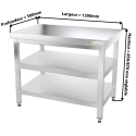 Table inox 1200 x 500 mm avec 2 étagères / GOLDINOX
