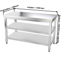 Table inox 1400 x 500 mm avec 2 étagères / GOLDINOX