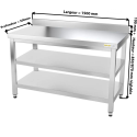Table inox 1500 x 500 mm adossée avec 2 étagères / GOLDINOX