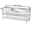Table inox 1800 x 500 mm adossée avec 2 étagères / GOLDINOX