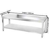 Table inox soubassement 2000 x 500 mm / GOLDINOX