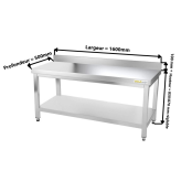 Table inox soubassement 1600 x 500 mm adossée / GOLDINOX