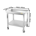 Table inox soubassement 800 x 500 mm sur roulettes / GOLDINOX 