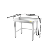 Table inox soubassement 600 x 500 mm avec renfort / GOLDINOX