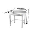 Table inox soubassement 500 x 500 mm adossée avec renfort / GOLDINOX