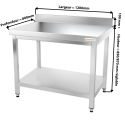 Table inox 1200 x 800 mm adossée / GOLDINOX