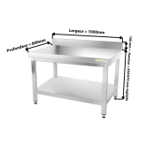 Table inox soubassement 1000 x 800 mm adossée / GOLDINOX 