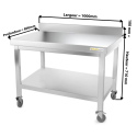 Table inox soubassement 1000 x 800 mm adossée sur roulettes / GOLDINOX 