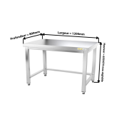 Table inox soubassement 1200 x 800 mm avec renfort / GOLDINOX 