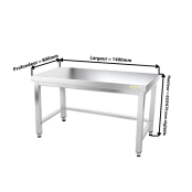Table inox soubassement 1400 x 800 mm avec renfort / GOLDINOX 