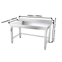 Table inox soubassement 1600 x 800 mm adossée avec renfort / GOLDINOX 