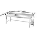 Table inox soubassement 2000 x 800 mm adossée avec renfort / GOLDINOX 