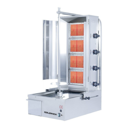 Machine à kebab 4 feux Gaz avec volet PREMIUM / GOLDINOX
