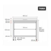 Table inox 800 x 600 mm adossée ECO / GOLDINOX
