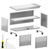Meuble bas inox 1600 x 600 mm sur roulettes PREMIUM FLEX / GOLDINOX