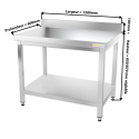 Table inox 1200 x 600 mm adossée ECO / RESTONOBLE