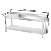 Table inox 1800 x 600 mm adossée ECO / GOLDINOX