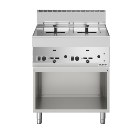 Friteuse à gaz double 8 + 8 litres (13,6 kW) sur pieds PREMIUM / GOLDINOX