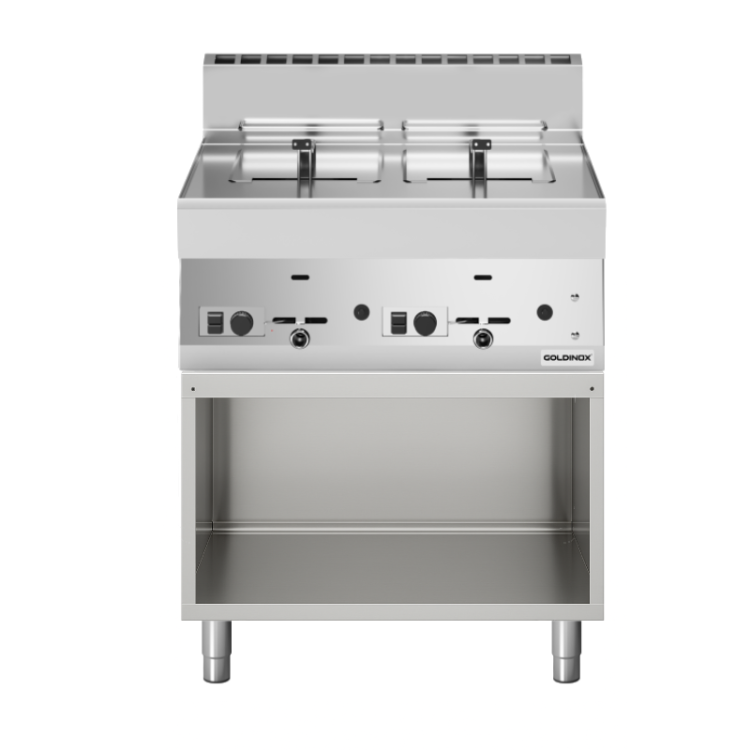 Friteuse à gaz double 8 + 8 litres (13,6 kW) sur pieds PREMIUM / GOLDINOX