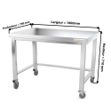 Table inox soubassement 1000 x 700 mm avec renfort sur roulettes / GOLDINOX