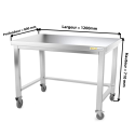 Table inox soubassement 1200 x 800 mm avec renfort sur roulettes / GOLDINOX 