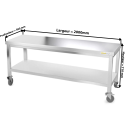 Table inox soubassement 2000 x 500 mm sur roulettes / GOLDINOX