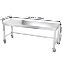 Table inox soubassement 1800 x 500 mm avec renfort sur roulettes / GOLDINOX