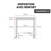 Table inox 600 x 600 mm avec renfort sur roulettes PREMIUM / GOLDINOX