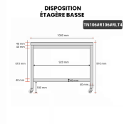 Table inox 1000 x 600 mm avec renfort sur roulettes / GOLDINOX