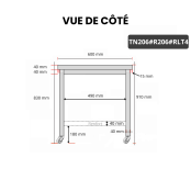 Table inox 2000 x 600 mm avec renfort sur roulettes / GOLDINOX