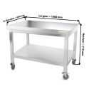 Table inox soubassement 1000 x 600 mm sur roulettes / GOLDINOX