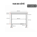 Table inox 1200 x 600 mm sur roulettes PREMIUM / GOLDINOX