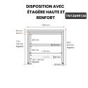 Table inox 1200 x 600 mm avec renfort PREMIUM / GOLDINOX