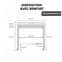 Table inox 700 x 600 mm adossée avec renfort sur roulettes / GOLDINOX