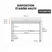 Table inox 1500 x 600 mm avec 2 étagères / GOLDINOX