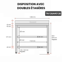 Table inox 1200 x 600 mm adossée avec 2 étagères / GOLDINOX
