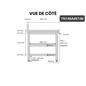 Table inox 1400 x 600 mm adossée avec 2 étagères / GOLDINOX