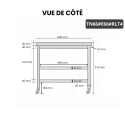 Table inox 600 x 600 mm avec 2 étagères sur roulettes PREMIUM / GOLDINOX