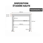 Table inox 600 x 600 mm avec 2 étagères sur roulettes PREMIUM / GOLDINOX