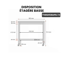 Table inox 800 x 600 mm avec 2 étagères sur roulettes / GOLDINOX