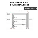 Table inox 1200 x 600 mm avec 2 étagères sur roulettes / GOLDINOX