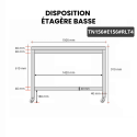 Table inox 1500 x 600 mm avec 2 étagères sur roulettes / GOLDINOX