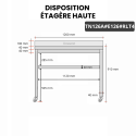 Table inox 1200 x 600 mm adossée avec 2 étagères sur roulettes / GOLDINOX