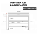 Table inox 1600 x 600 mm adossée avec 2 étagères sur roulettes / GOLDINOX